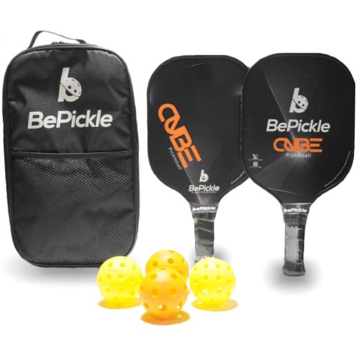 Palas de pickleball BePickle Modelo Cube, set de 2 palas y 4 bolas con estuche